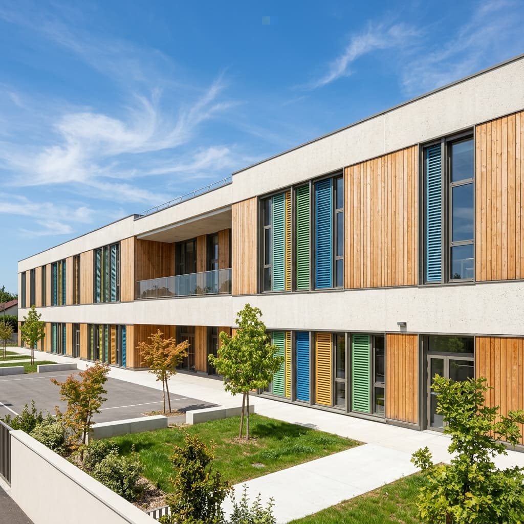 Façade d'un groupe scolaire communal audité par CertiClean