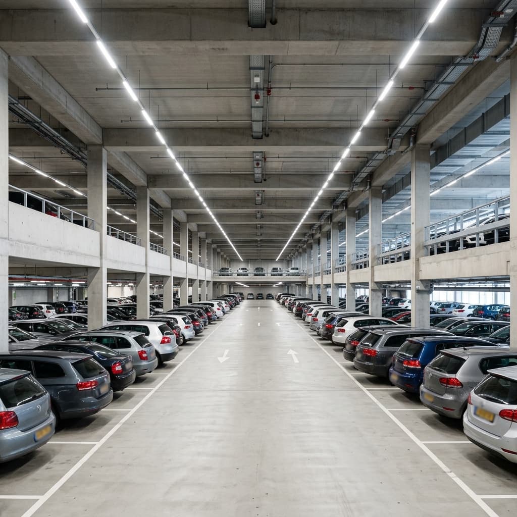 Parking de centre commercial à plusieurs niveaux à forte rotation, audité par CertiClean