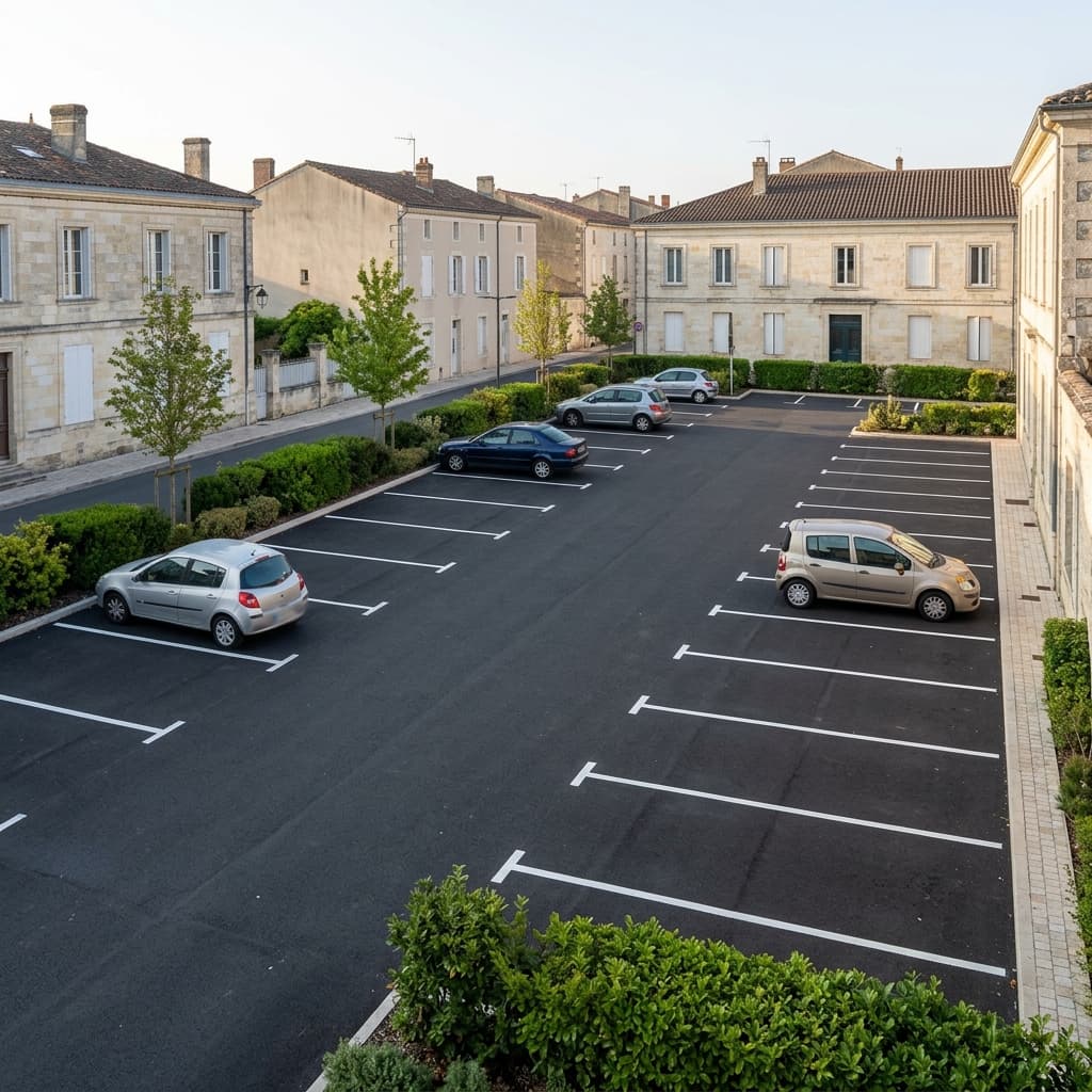 Petit parking urbain de surface en centre-ville